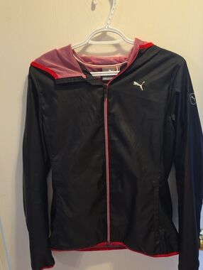 Puma Black Jacket with Pink Trim and Hood